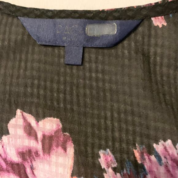 Rachel Roy Natalie Flutter Top 0X Sheer with Cami Black Blue Floral Relaxed Fit - Picture 6 of 13